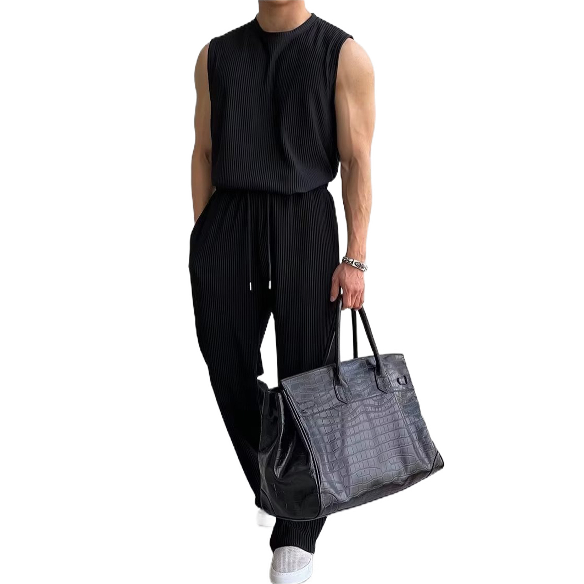 블랙 슈트 [바지+조끼 투피스세트]