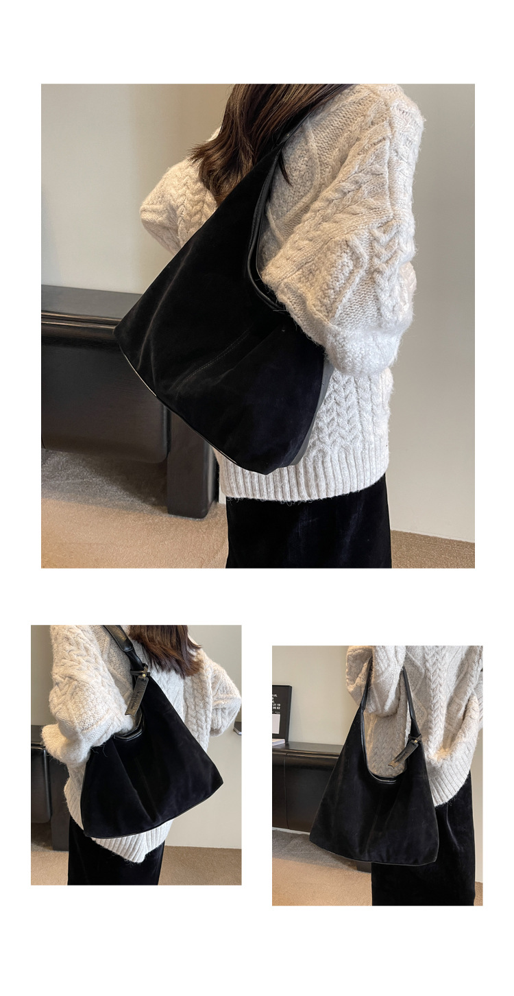 Women's Suede Tote Bag Reversible Large Capacity Shoulder Bag_voghion.com