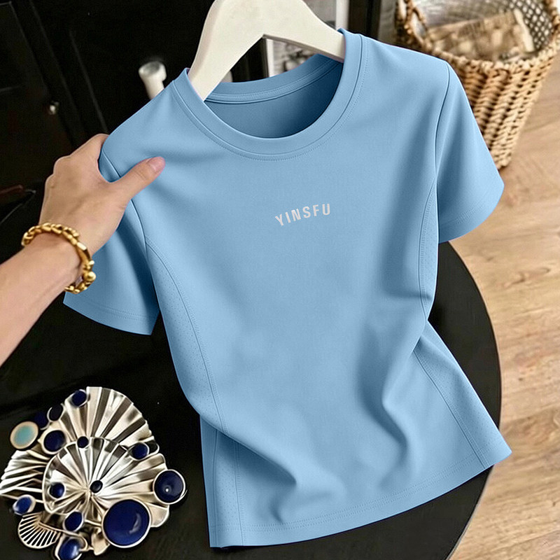 Summer Ice Silk Quick-Drying Clothing Women's Short-Sleeved T-Shirt 2026 New Thin Style Mom Casual Sports Quick-Drying Top