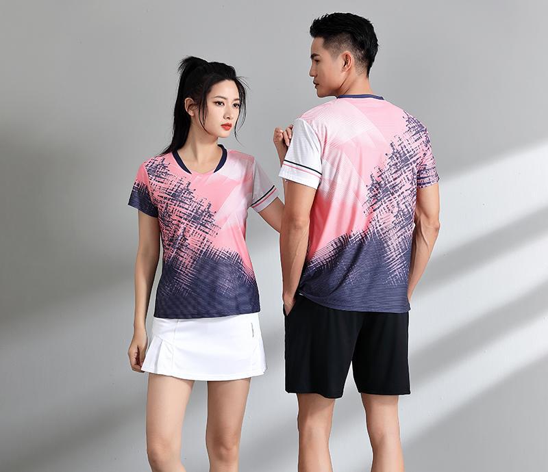 Camisas de bádminton secas rápidas nuevas camisas de mangas cortas de voleibol de tenis de mesa para hombres ropa deportiva de pareja de verano