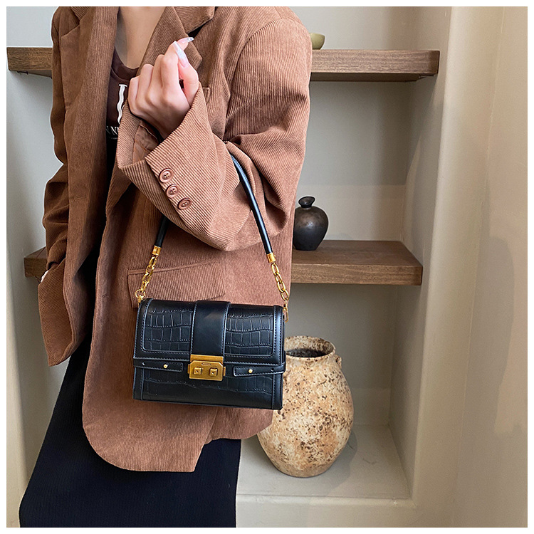 Stone Pattern Single Shoulder Underarm Bag For Women's 2023 Winter New Versatile Small Square Bag, Unique And Western Style Crossbody Bag _voghion.com