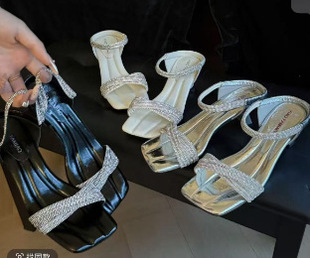Diamond-studded goblet heel fashion sandals AB25281