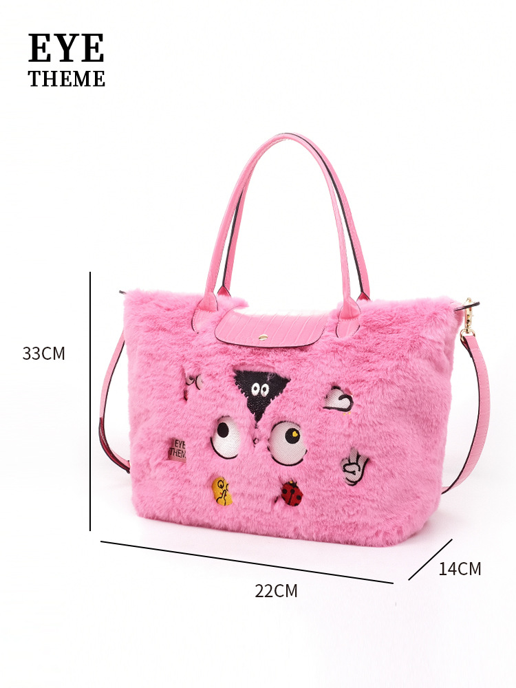 Otoño y invierno de gran capacidad bolso de peluche damas bordado peludo nicho de gran capacidad bolso de mochila 2714 #