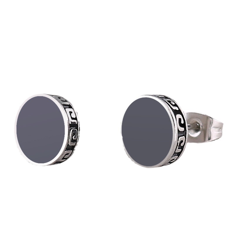 Nuevos pendientes de estilo retro estilo étnico redondo pastel Barbell pendientes de estilo coreano hombres y mujeres de moda personalizada de acero de titanio pendientes al por mayor