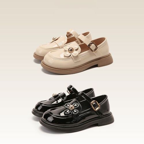 Children's Princess Shoes Leather Shoes Spring and Autumn Children's Single Shoes Soft Sole British Style Black Student Girl Loafers