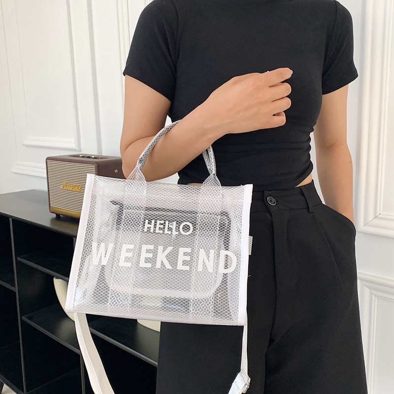 2024 nuevo hombro de moda bolso de las mujeres transparente de gran capacidad bolsa de jalea de PVC transfronterizo bolsa de mensajero portátil