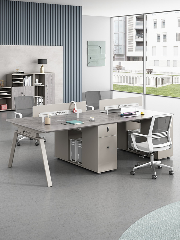 Staff Office Desk and Chair Combination 4 Four 6 Person Office Desk Screen Card Holder Workstation Simple Modern Computer Desk
