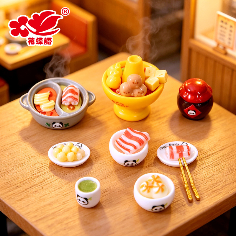 New Cute Panda Mini Hot Pot Resin Decoration Set Dollhouse Hot Pot Restaurant DIY Miniature Food Toy Accessories New Cute Panda Mini Hot Pot Resin Decoration Set Dollhouse Hot Pot Restaurant DIY Miniature Food Toy Accessories