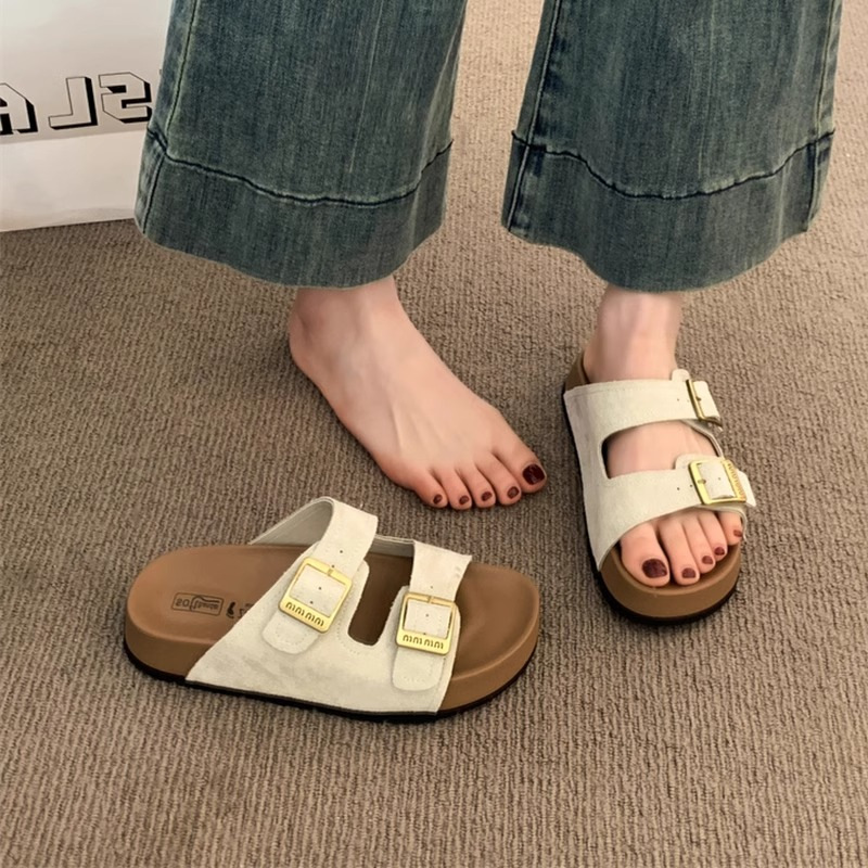High-End Purple Thick-Soled Slippers for Women's Summer Outer Wear, Versatile 2025 New Super Popular Beach Slippers, Birkenstock Shoes