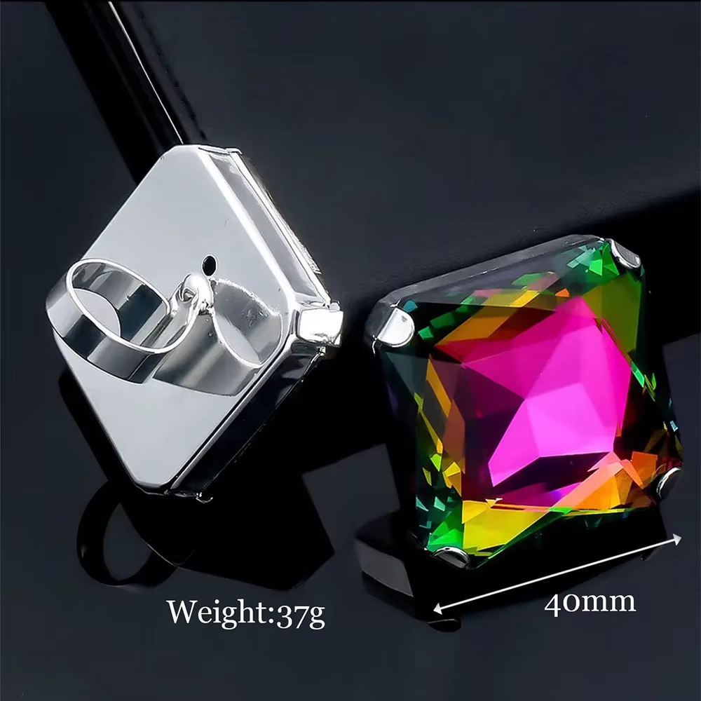 Sugar Cube Ring For Women, Colorful Square Statement Ring_voghion.com