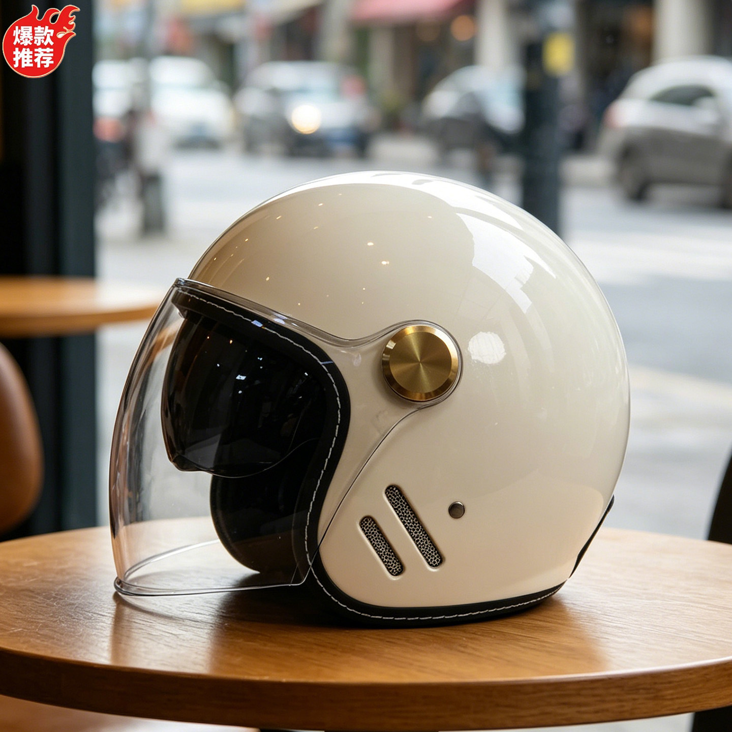 Dual-Lens Retro Helmet Motorcycle Electric Bike Helmet Three-Quarter Helmet Cruiser Motorcycle Scooter All-Season 3C Certification