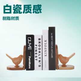创意小鸟形状书架桌面木制家居书房专业书立办公室桌面装饰品摆件