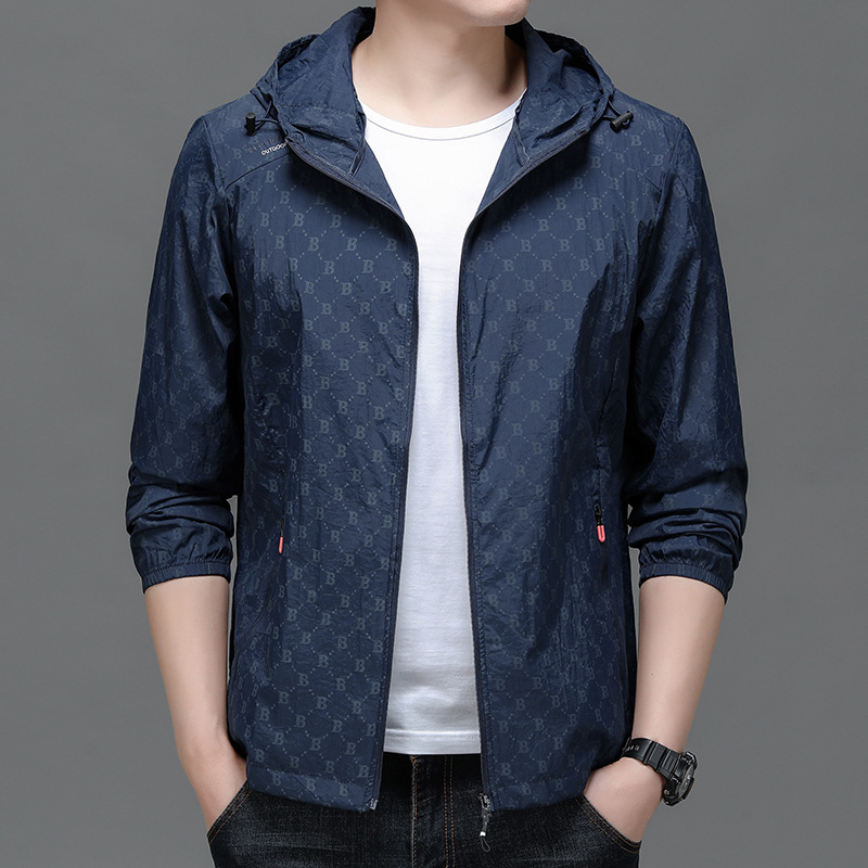 High-end Summer Ice Silk Sun Protection Clothing Men's Outdoor Hooded Fishing Breathable UV Protection Riding Clothing Quick-drying Sun Protection Clothing