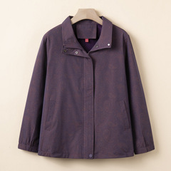 中高年の秋の服のコートの女性のおばあさんのカジュアルな襟の薄いタイプの風衣のお母さんの服のジャケットの上着の百合の服