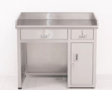 不锈钢办公桌带轮子车间菜市场收银称重台抽屉锁桌子电脑桌无详情