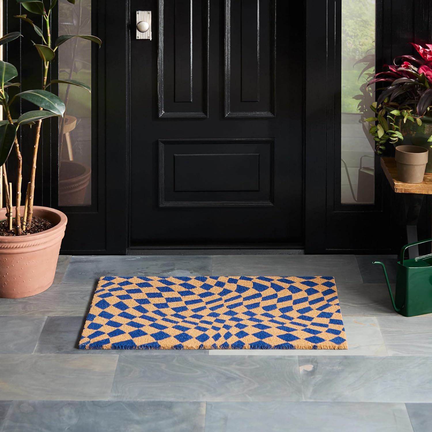 Tappetino per porta d'ingresso in velluto di cristallo con motivo a scacchiera transfrontaliera Tappetino decorativo per porta d'ingresso della casa in magazzino all'ingrosso_voghion.com
