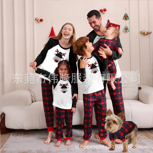 Autumn and Winter Boys' and Girls' Clothing Sets, Long-sleeved and Long-pants, New Christmas Family Outfits