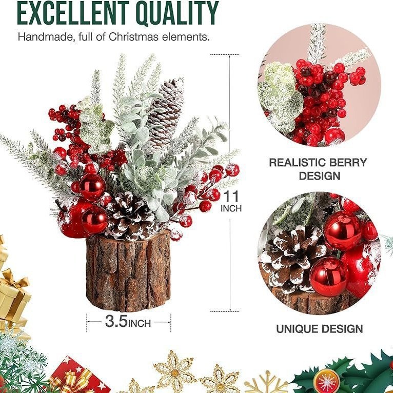Amazon explosión árbol de Navidad de escritorio DIY decoración de Navidad simulación PE corteza barril adornos de árbol en stock