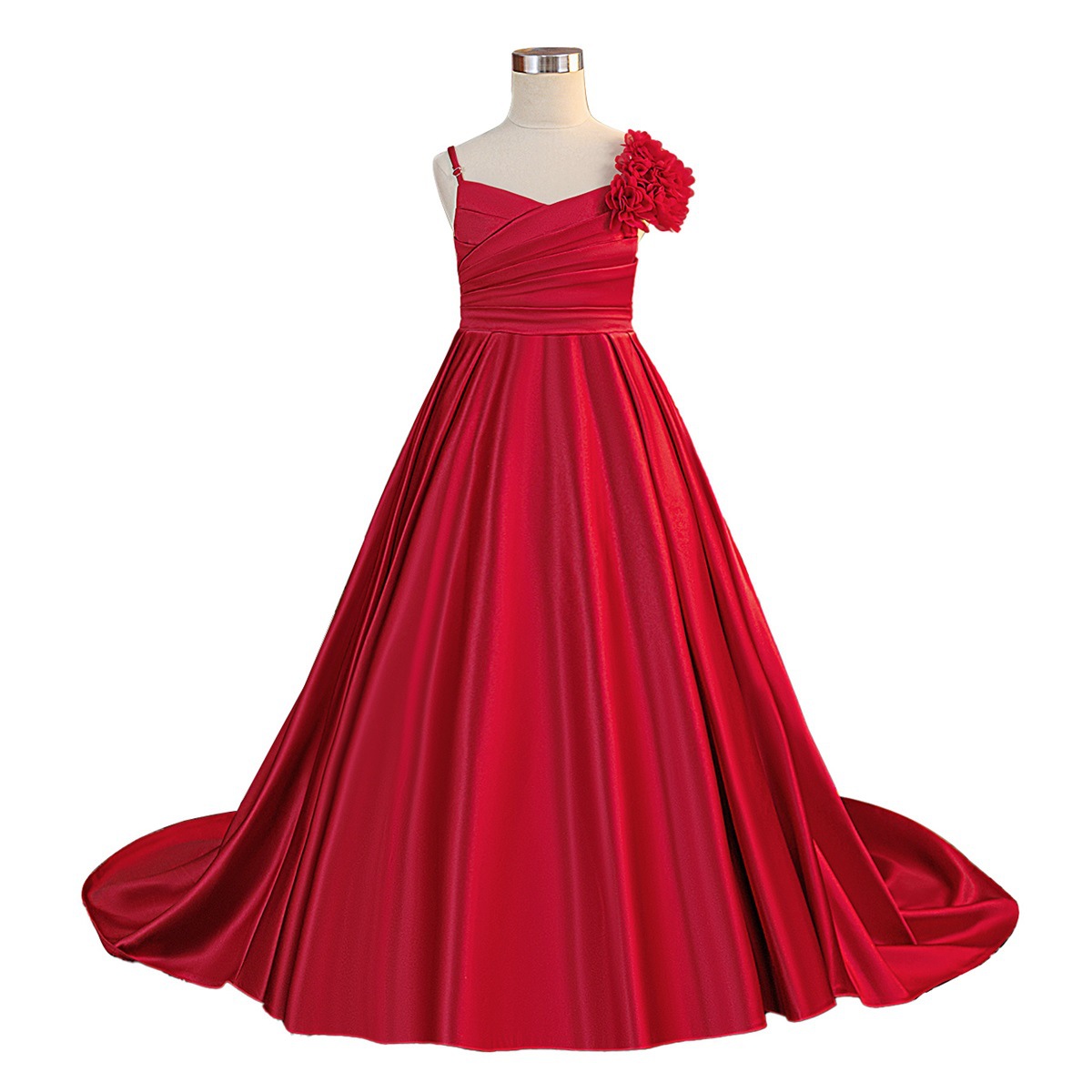 Vestido infantil vestido de cola vestido vestido de flor satin vestido de princesa vestido de novia vestido de niña