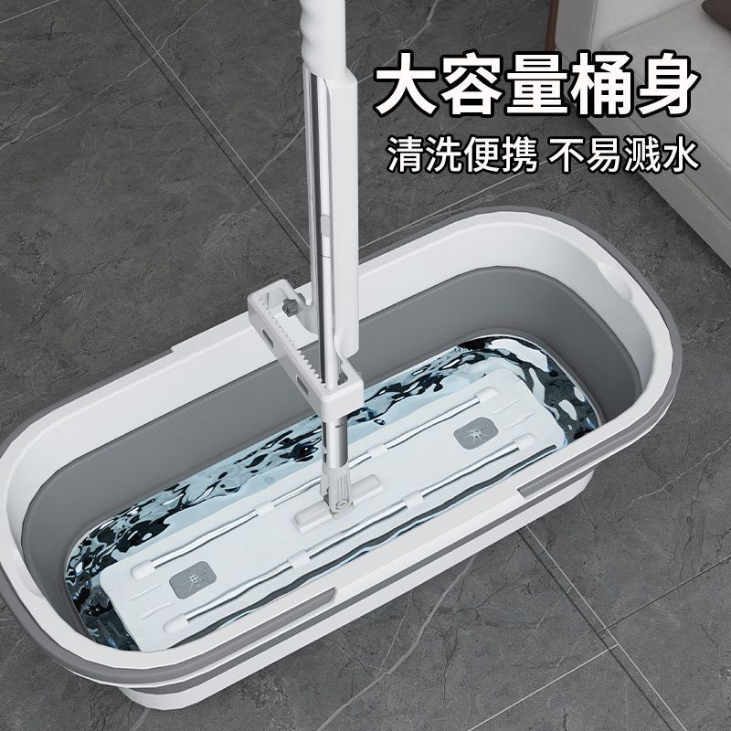 【折叠水桶】白色雪尼尔免手洗平板拖把地板干湿两用大号拖地神器|undefined