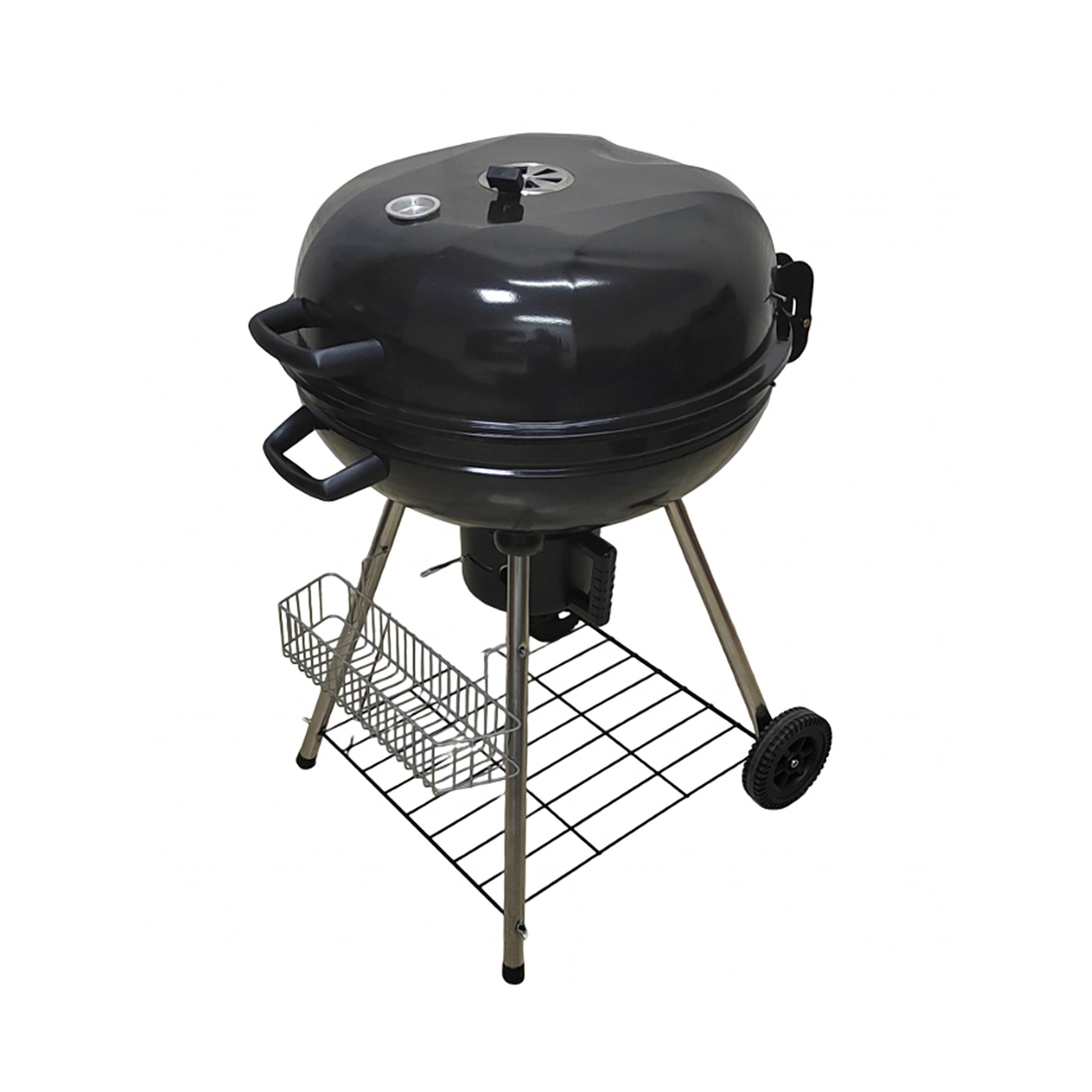 Parrilla de barbacoa al aire libre redonda negra, parrilla de baloncesto, parrilla de carbón de acero inoxidable, parrilla de pescado a la parrilla para acampar