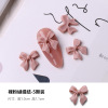 Metal accessory for manicure with bow, resin, cute nail decoration, internet celebrity, ready-made product