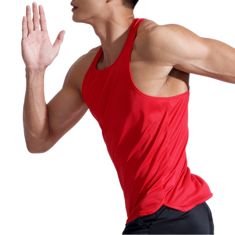 Spring and Summer New Polyester Track and Field Sports Men's Running Breathable Men's Fitness Ultra-light Marathon Quick-drying Vest