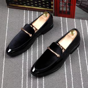 Spring and Summer Korean Pointed Toe Casual Leather Shoes Men's Slip-on Foot Lazy Hair Stylist Trendy Lefu Casual Shoes