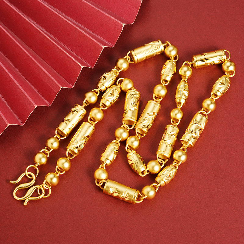 Collar de perlas de oliva de oro de arena vietnamita para hombres, joyas retro chapadas en oro, accesorios Yiwu nuevos productos transfronterizos al por mayor