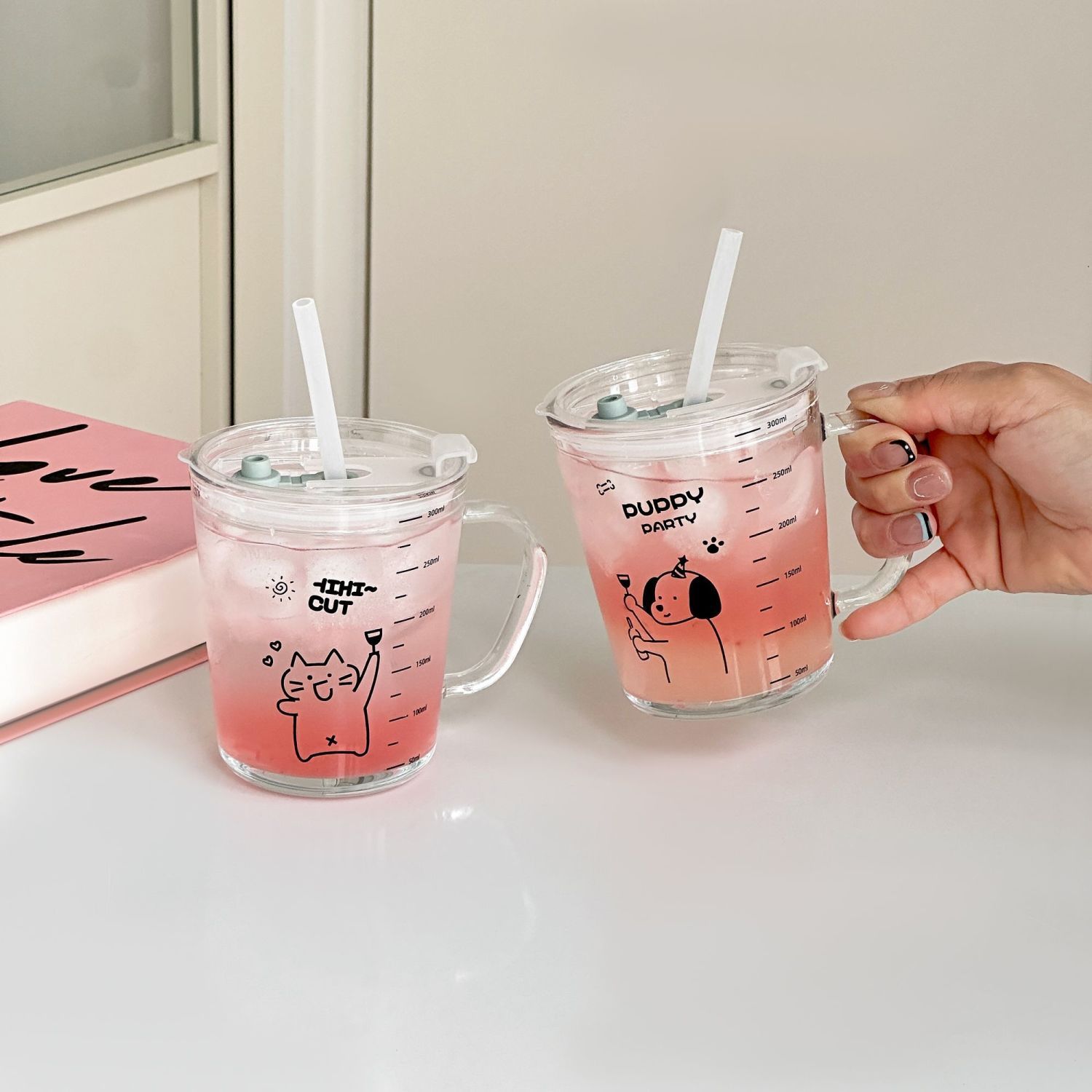 [Pack of Two] Happy Puppy + Happy Kitten + Straw + Cup Lid
