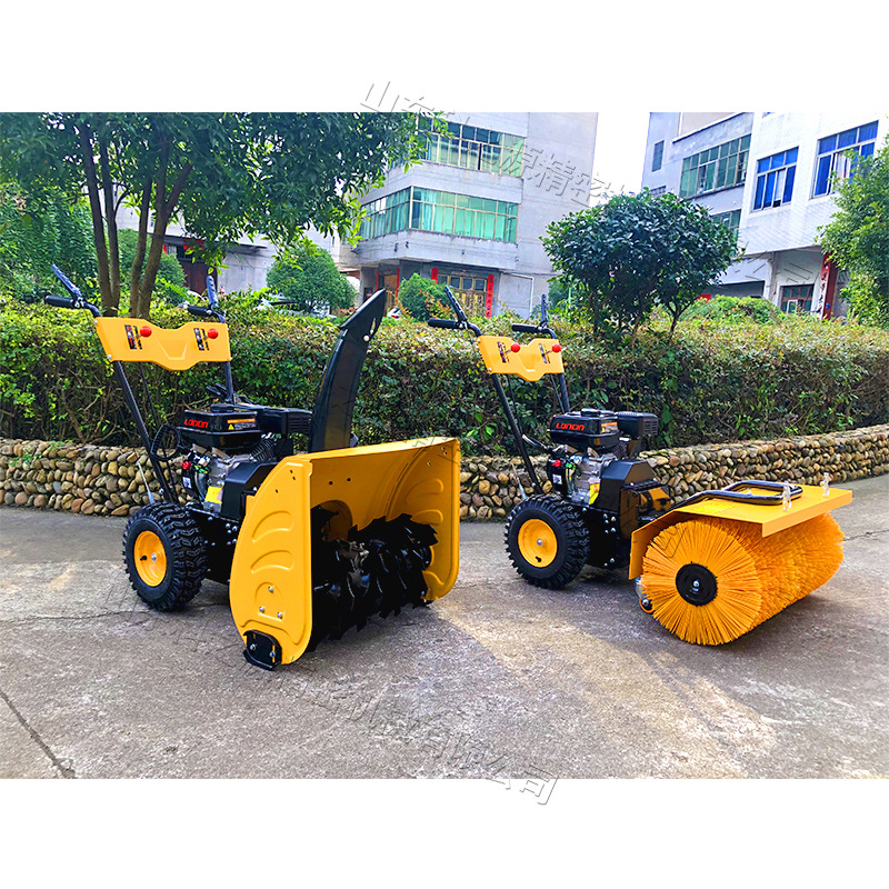 黑龙江手推式汽油扫雪机 社区学校用毛刷抛雪机 马路积雪清扫机