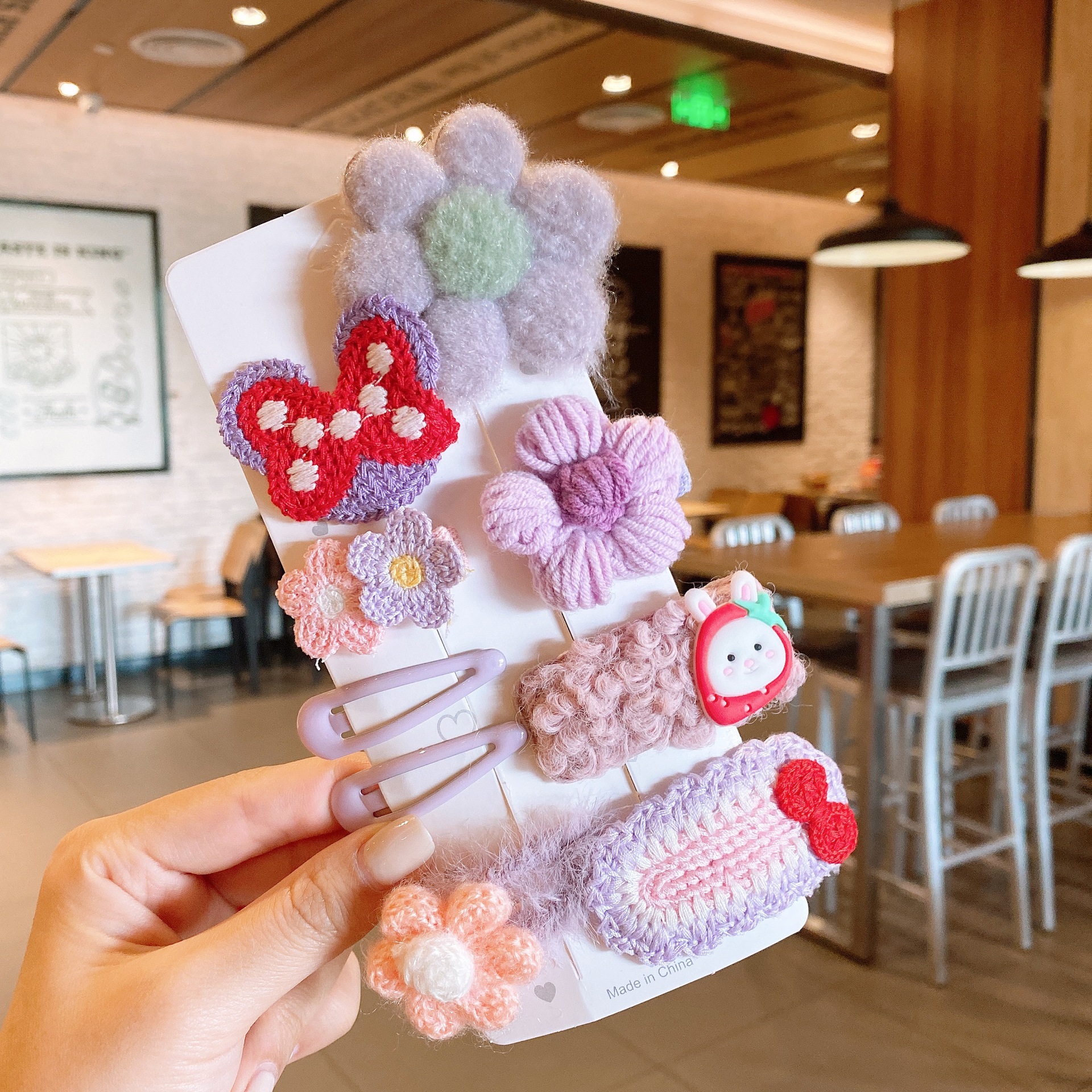 라이트 퍼플 꽃 아홉 조각 세트