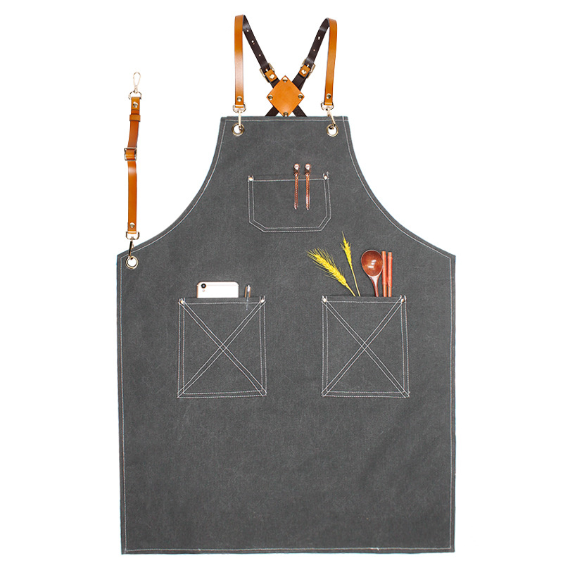 Comercio exterior transfronterizo delantal de lona gruesa moderna minimalista cafetería Barber ropa de trabajo delantal de cocina para el hogar al por mayor