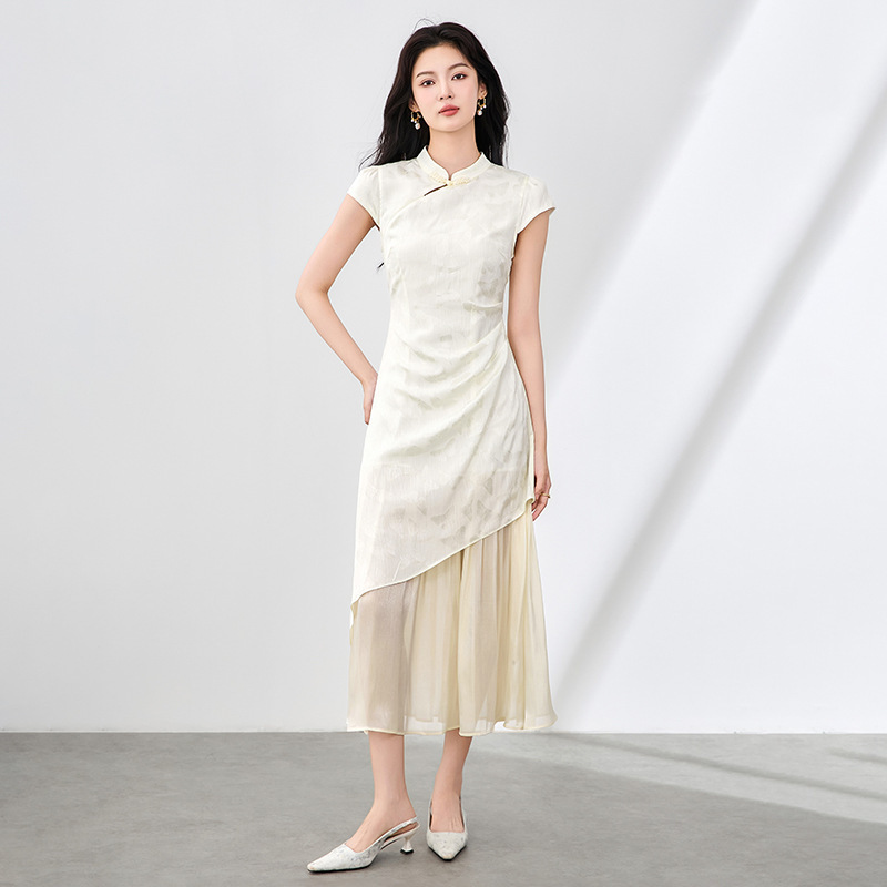 Đầm suông nữ midi mùa hè tay ngắn cổ tròn — 2506905 - Đỏ chi tiết 9