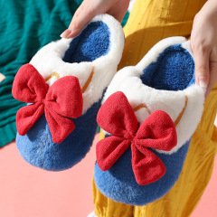 Autumn/Winter Cotton Slippers for Girls, Runaway Princess with Butterfly Bow, Home Warmth Plush Slippers, Ins Style, Internet Celebrity