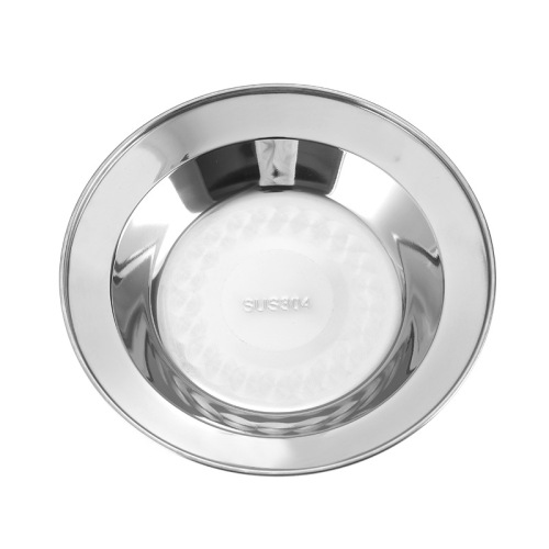 Cross-border 304 stainless steel round plate Korean food plate household shallow plate snack snack plate kindergarten meal plate