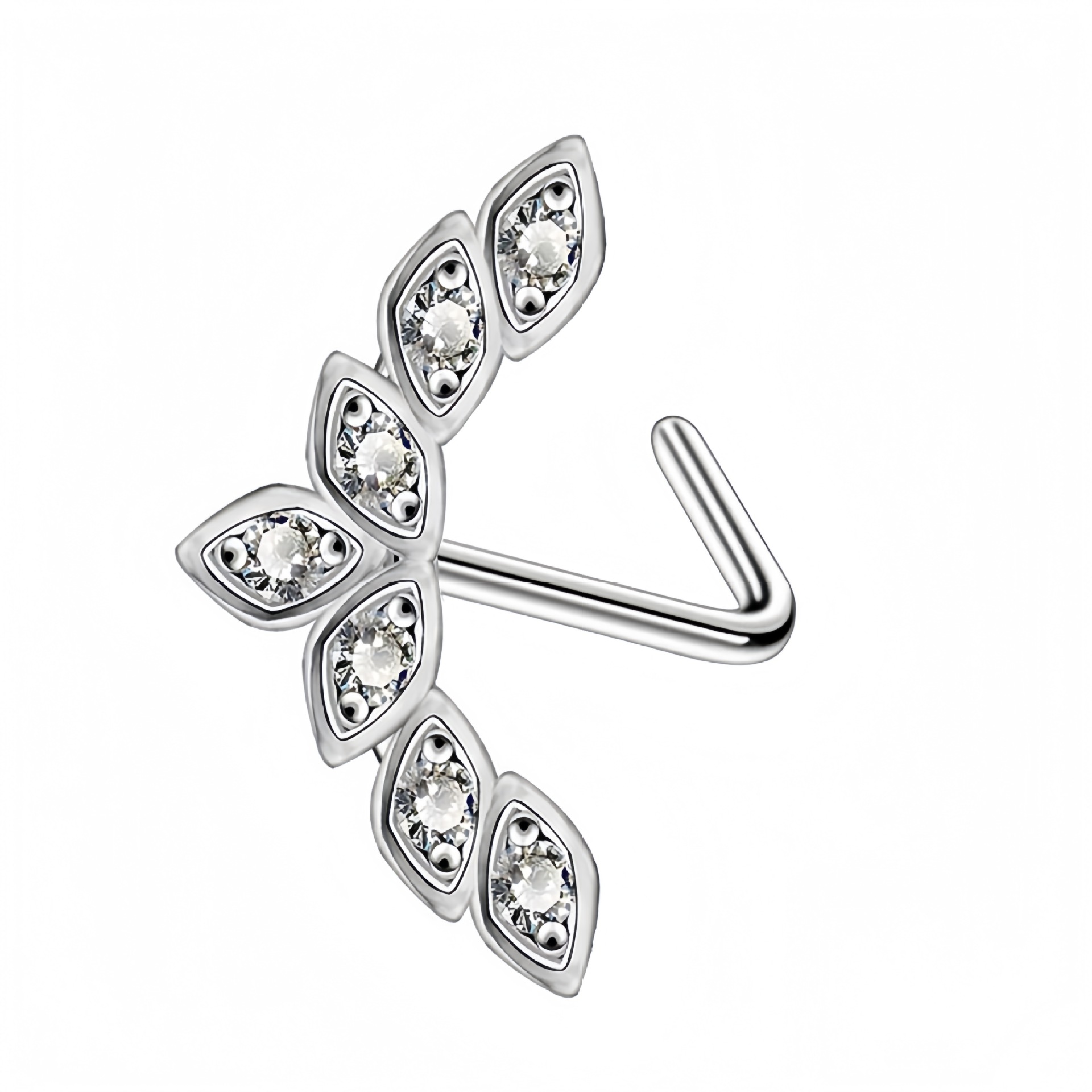 Nesepiercing i rustfritt stål med zirkon flere stiler_voghion.com