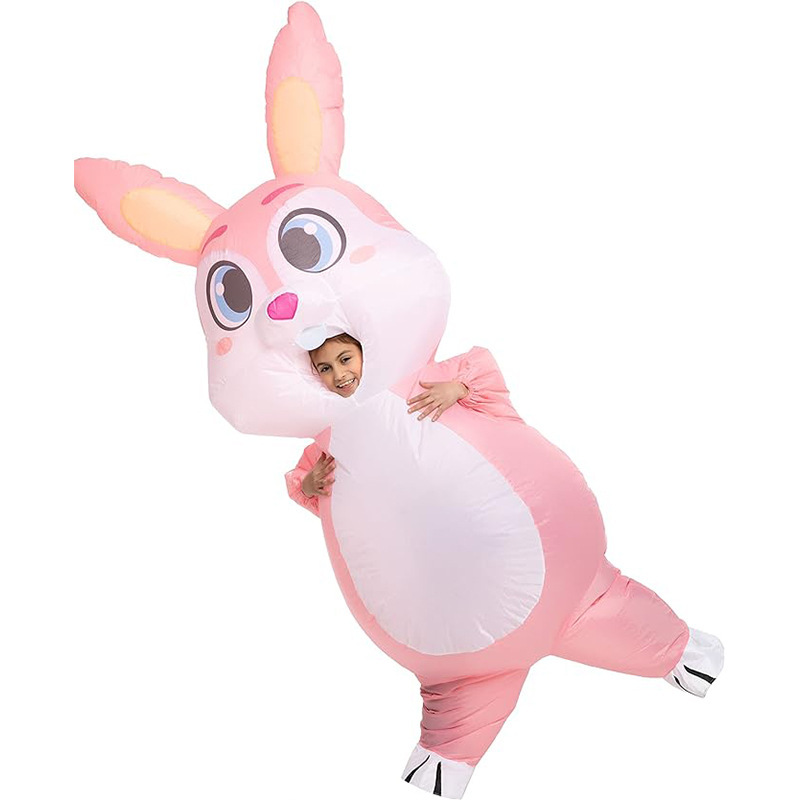 Halloween Pascua conejo rosa ropa inflable encantadora creativa espectáculo festivo espectáculo escenario extraño ropa inflable