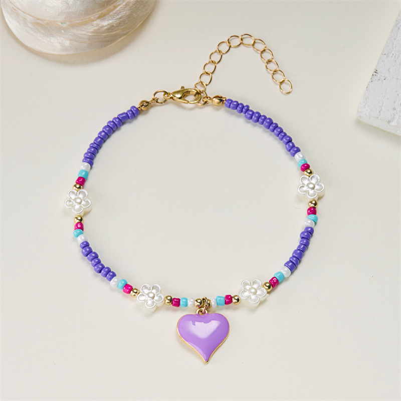 8g Weight Anklet Classification 1 Piece Quantity Holiday, Beach Occasion Seed Bead Material Heart Shape Pattern All Seasons Season Women's Gender Simple Style, Classic Style Style Wholesale Jewelry Simple Style Classic Style Heart Shape Seed Bead Anklet 5