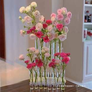 A row of vases glass test tube vases suitable for table placed green rose water bottles living room ornaments