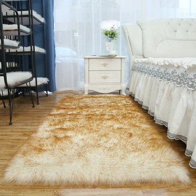 Car Carpet, Nordic Simple Plush Carpet - white-background-with-yellow-tip-70x120cm