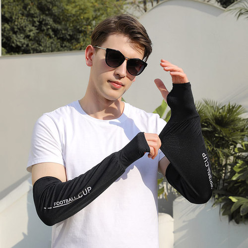 Trendy men's ice silk loose sleeves outdoor sun protection arm sleeves men's breathable arm ice silk gloves thin style