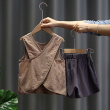 男童夏装棉麻背心套装2025新款儿童韩版潮衣服宝宝