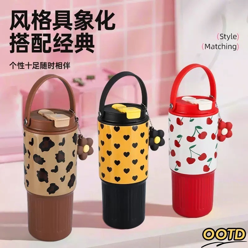新款316不锈钢保温杯冰霸杯家用双饮吸管杯便携手提手车载咖啡杯|undefined