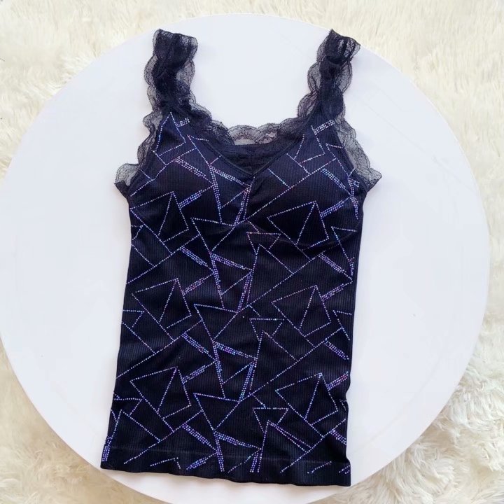 Knitted fitted lace vest