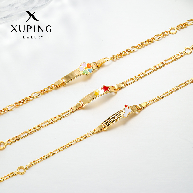 Xuping nueva serie de goteo de nicho de diseño de marca cuadrada geométrica ligera de lujo imitación europea y americana pulsera infantil transfronteriza