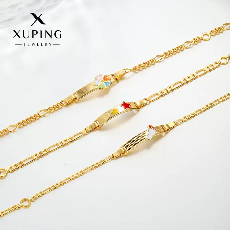 旭平新款滴油系列小众设计几何方牌轻奢仿黄金色欧美跨境儿童手链