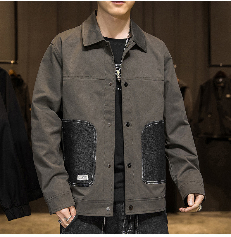 Stagione primaverile e autunnale 2024 Nuove giacche con colletto ribaltabile Top slim fit edizione coreana per tendenza cappotto sottile casual da uomo_voghion.com