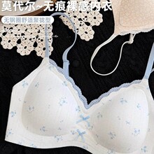 水粉桃茶~温柔森系舒适莫代尔软蕾丝边内衣女聚拢无钢圈文胸少女