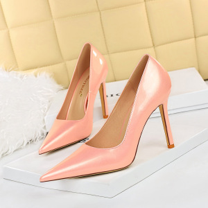 3169-6 Korean style thin heel super high heel sexy nightclub thin shallow mouth pointed patent leather high heels women&